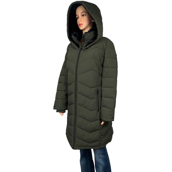 Andrew Marc Womens X-Large Green Hooded Puffer Jacket Quilted Winter New XL - Picture 1 of 7
